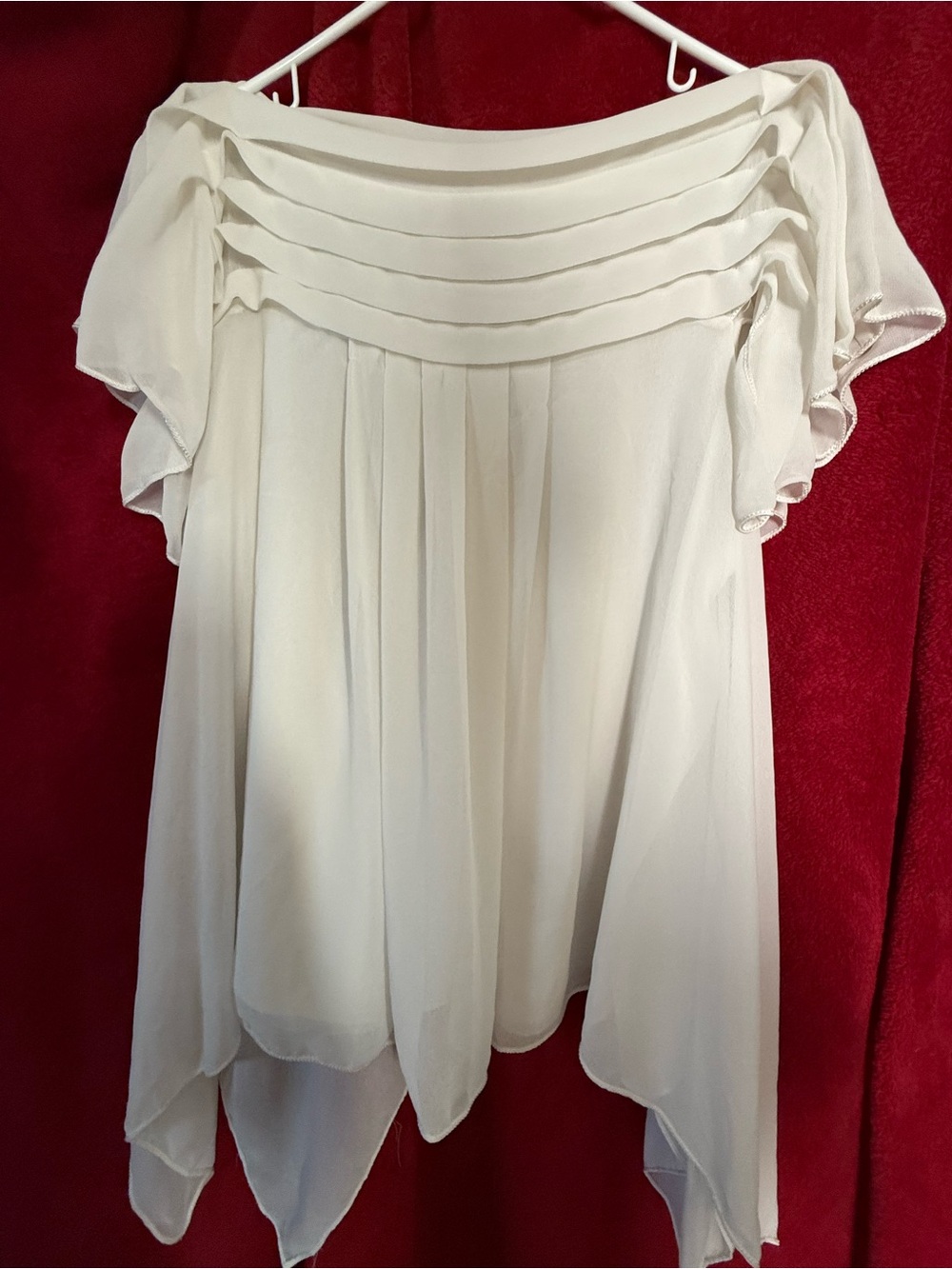 Studio M - Elegant Cream Boat neck Flutter Sleeve Top Size M